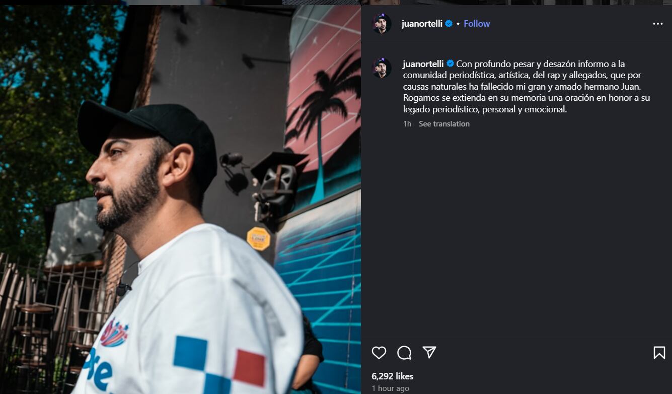 Desde la cuenta personal del periodista se comunicó su fallecimiento (Instagram)