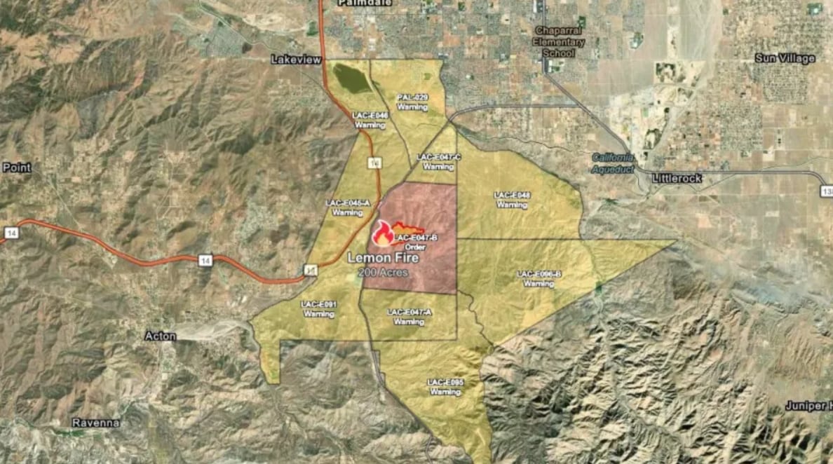 La zona LAC-E047-B siguió bajo advertencia de evacuación y el refugio de la YMCA fue cerrado tras la mejora de la situación del Lemon Fire (Cal Fire)