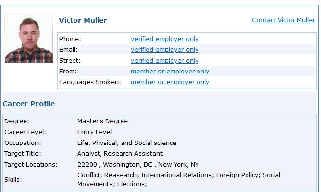 El perfil de MyVisaJobs para