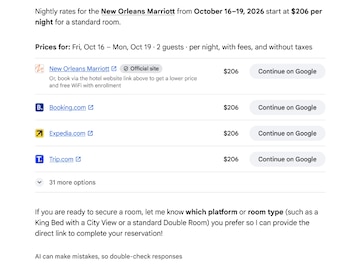 El Modo IA de Google te permitirá reservar hoteles.
