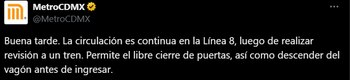 Comunicado oficial del Metro de