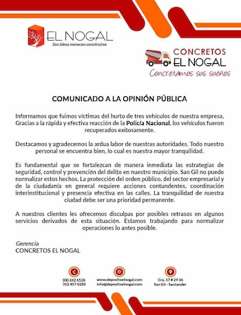 La empresa Concretos El Nogal