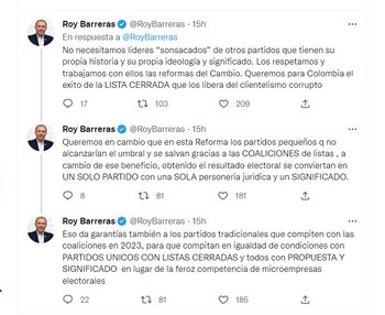 Roy Barreras defiende las listas