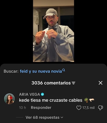 La reacción de Aria Vega, muy a su estilo, no pasó desapercibida - crédito Feid / TikTok