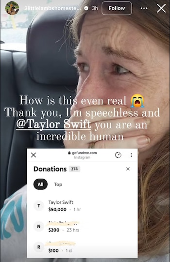 La donación de Taylor Swift para apoyar a una madre víctima de un accidente automovilístico