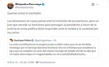 El abogado Alejandro Carranza informó que llevarán a "causa penal" a los magistrados del CNE que investigaron a Petro - crédito @HombreJurista/X