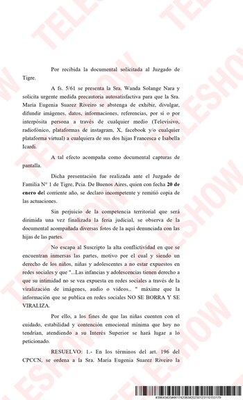 La China Suárez tiene prohibido