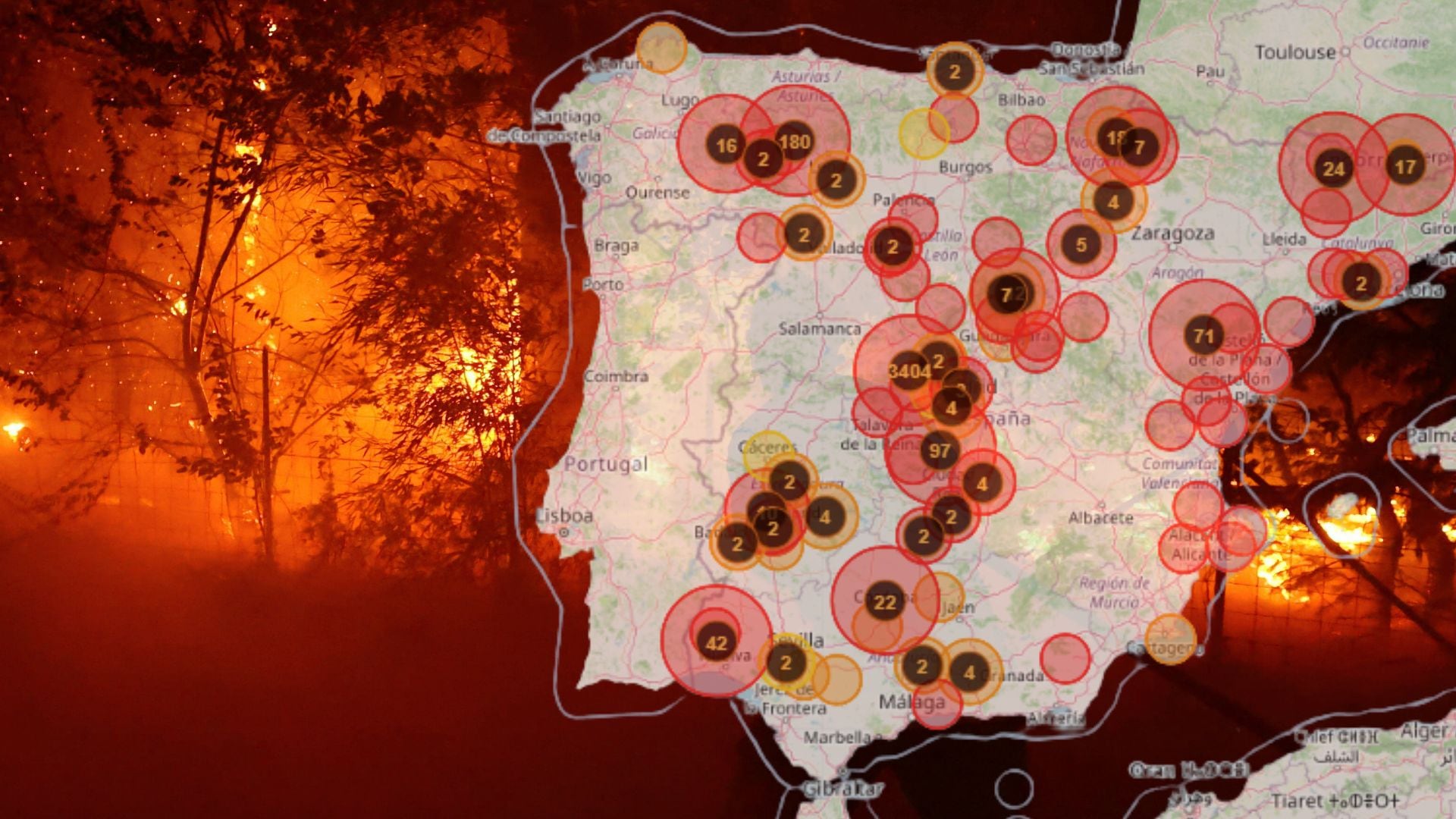 Consulta en directo la evolución de los incendios forestales en Madrid y Castilla y León: seguimiento minuto a minuto en un mapa en tiempo real