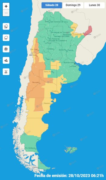 El mapa de alertas del