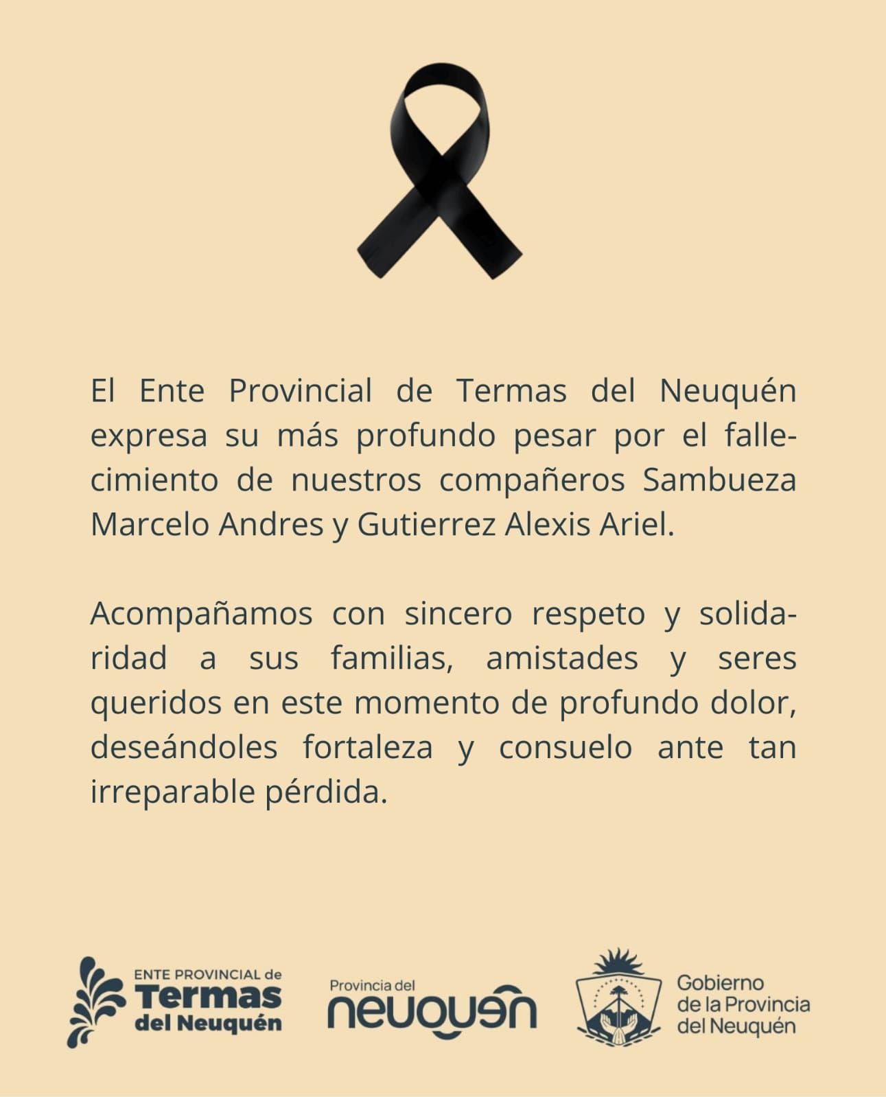 Las víctimas del siniestro eran empleados del Ente Provincial de Termas del Neuquén