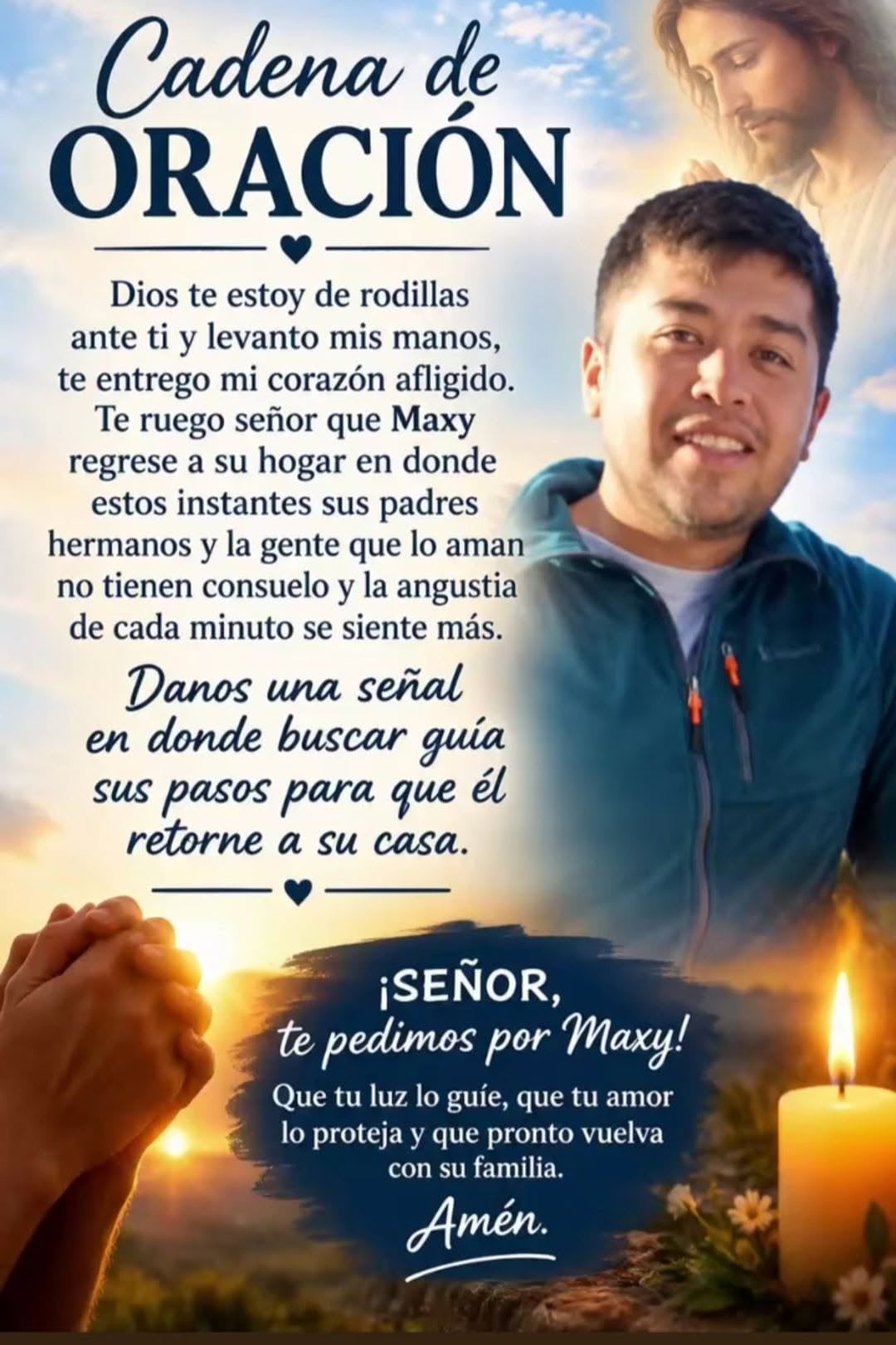 Los familiares del agente compartieron una cadena de oración