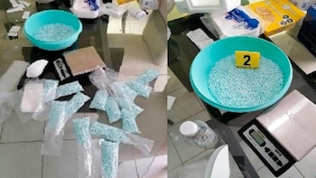 La droga es comprimida en