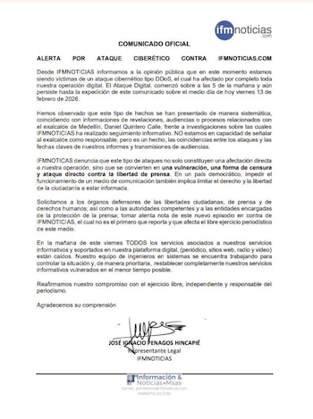 El portal independiente aseguró que