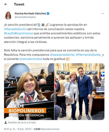 La senadora expresó su felicidad