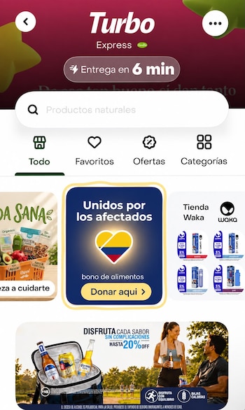 La opción de donación se encuentra dentro de Turbo, donde los usuarios pueden seleccionar el monto que desean aportar -crédito Rappi