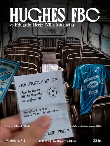 El anuncio en redes del partido contra Nacho Scocco (Facebook: Hughes FBC)