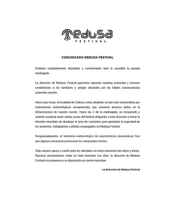 El comunicado del Medusa Festival