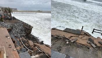 El Puerto de La Libertad cerró temporalmente el Complejo Turístico y Sunset Park por los efectos de la Tormenta Tropical Cristina. (Infobae)
