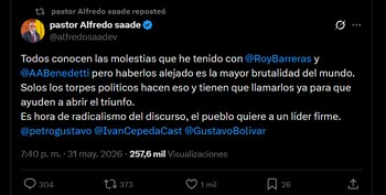 Abelardo de la Espriella e Iván Cepeda disputarán la segunda vuelta presidencial tras unos comicios marcados por la tensión política y estrategias renovadas - crédito X