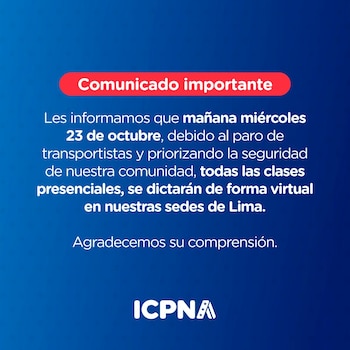 Comunicado del ICPNA.