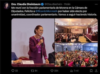 Sheinbaum celebró que Monreal será