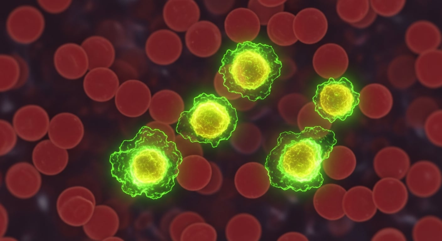 Ilustración de células de cáncer de pulmón visibles en un torrente sanguíneo, donde un nuevo análisis de sangre puede detectar sus rastros para un diagnóstico temprano de la enfermedad. (Imagen Ilustrativa Infobae)