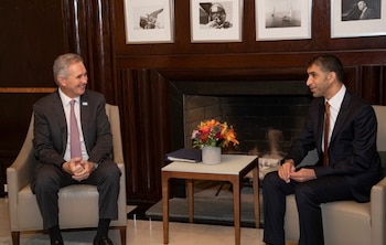 Reunión bilateral entre Pablo Quirno y el ministro de Comercio Exterior emiratí Thani bin Ahmed Al Zeyoudi