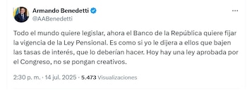 Armando Benedetti, ministro del Interior,