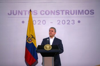 Colombia's President Ivan Duque speaks