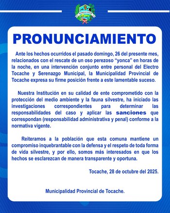 La Municipalidad Provincial de Tocache