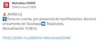 Avance de las unidades de transporte público terrestre en la capital mexicana.