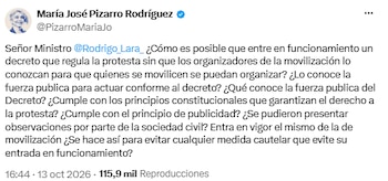María José Pizarro pidió explicar la aplicación inmediata del decreto - crédito @PizarroMariaJo/X
