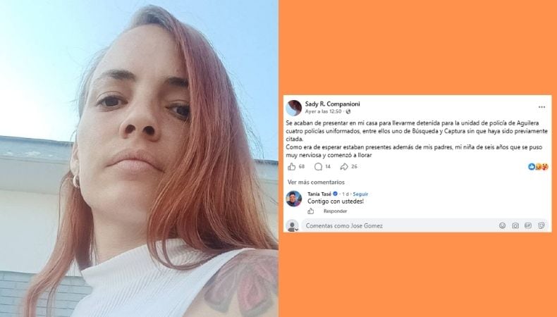 Companioni denunció que al menos cuatro agentes llegaron a su vivienda sin aviso previo y la trasladaron a la estación de Aguilera. (Cortesía: Redes sociales)