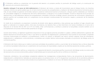 El Ministerio del Interior señaló