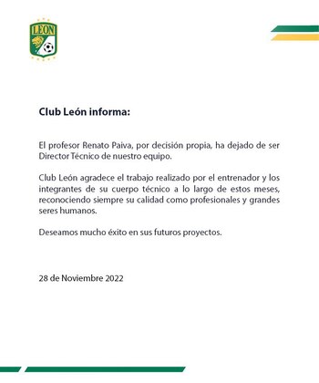 El Club León atribuyó la