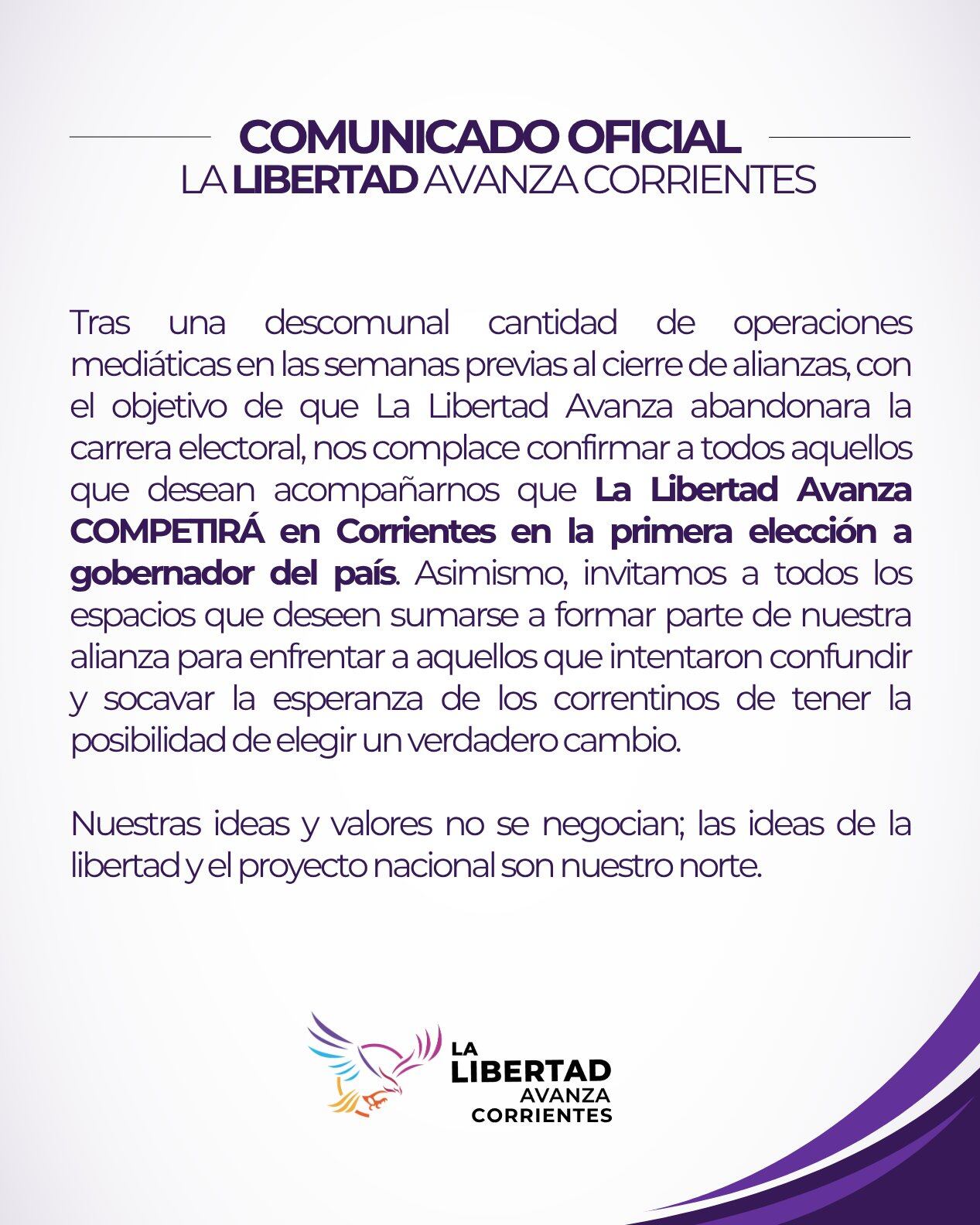 El comunicado de La Libertad Avanza