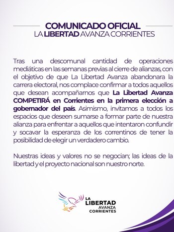El comunicado de La Libertad