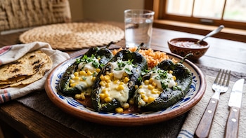 Receta de preparar chiles poblanos rellenos de queso y elotitos de lata: receta con pocos ingredientes y que queda súper cremosa