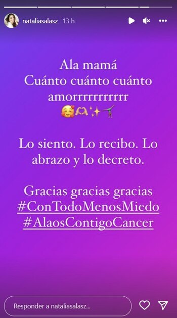 Natalia Salas agradece las muestras