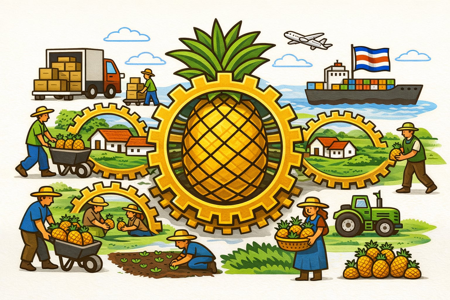 La actividad de la piña costarricense tiene una presencia marcada en San Carlos y se consolidó como eje de desarrollo territorial en áreas productivas de la zona norte. (Imagen Ilustrativa Infobae)
