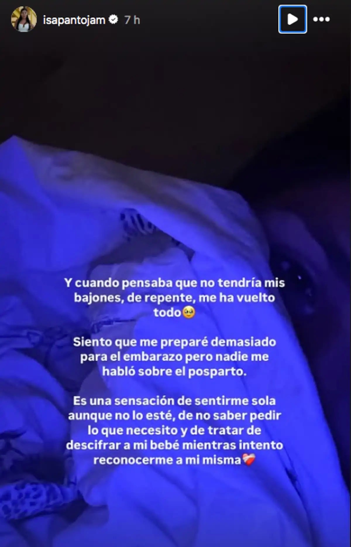 Isa Pantoja habla de las complicaciones en su etapa postparto (Instagram / @isapantojam)