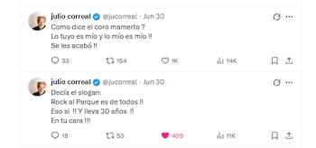 Julio Correal envió duros mensajes a "los mamertos" - crédito @jucorreal/X