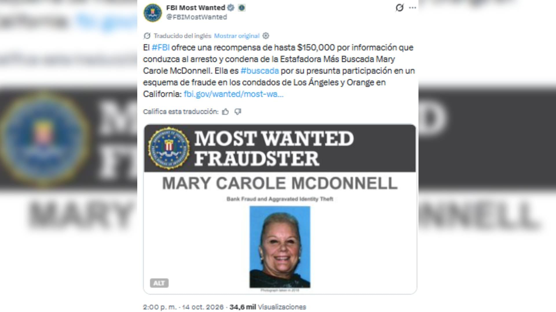 Los informes del FBI sitúan la residencia actual de McDonnell en Dubái bajo el uso de diversos alias. (FBI)