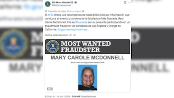 Una captura de pantalla de un mensaje en redes sociales que muestra un aviso de búsqueda policial con la fotografía de una mujer