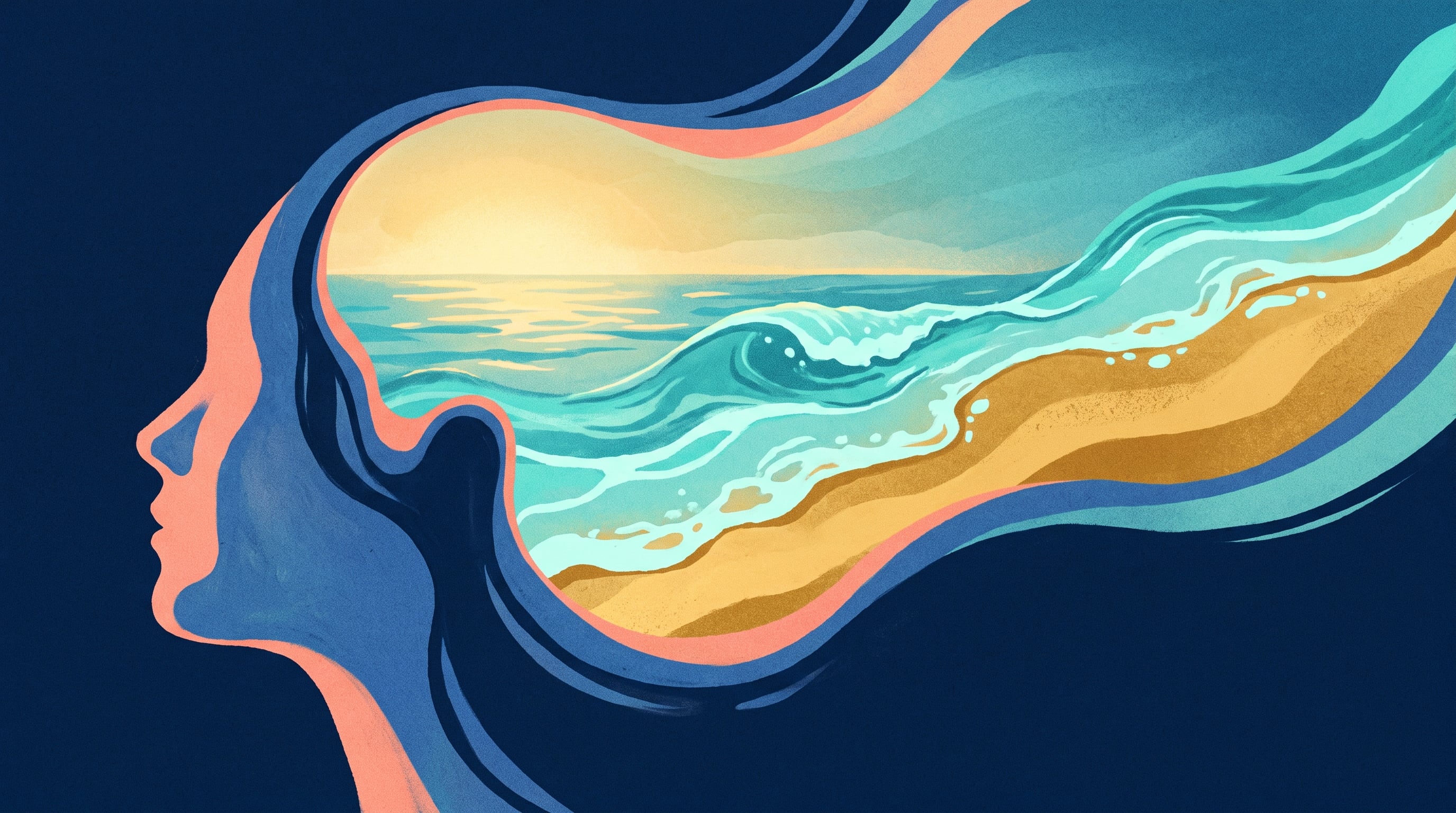 La playa puede favorecer la salud mental al aliviar el estrés y mejorar el estado de ánimo, según estudios sobre los espacios azules (Imagen Ilustrativa Infobae)