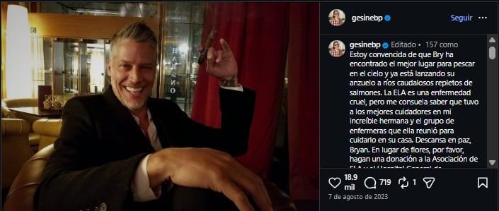 La hermana de Sandra Bullock destacó el trabajo de cuidado de la actriz con su pareja. (Instagram)