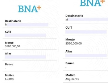 El dinero transferido al supuesto
