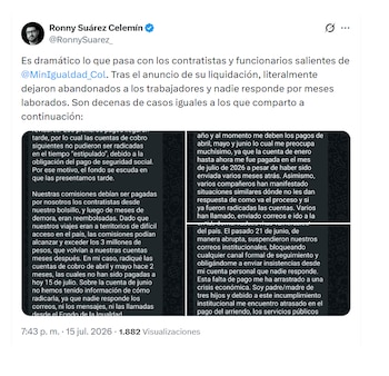 Ronny Suárez y las denuncias sobre lo que sucedería en el Ministerio de Igualdad