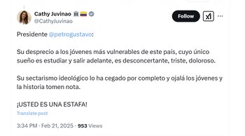 La congresista Catherine Juvinao criticó