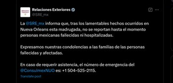 SRE, atropello en Nueva Orleans